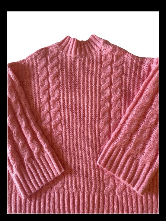 Scoop Sweaters - Women's Pink Cable Turtleneck Sweater